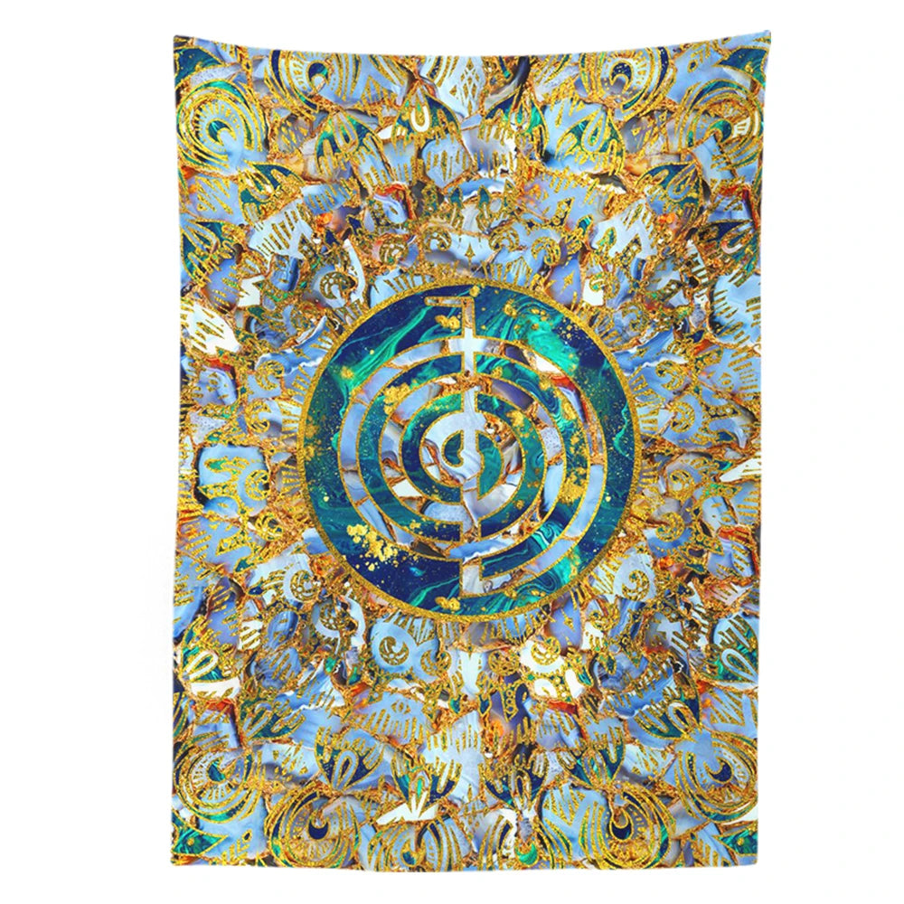 Meditation Tapestry Mat Carpet Rug Reiki Symbol Indian Mandala Wall Hanging Spiritual Altar Cloth Yoga