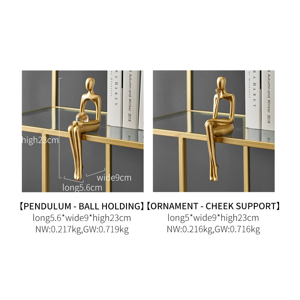 Figurines for Indoor Decoration Home Modern Decorative Sculpture Nordic Decor Resin Figures Gold Abstract Art Statue