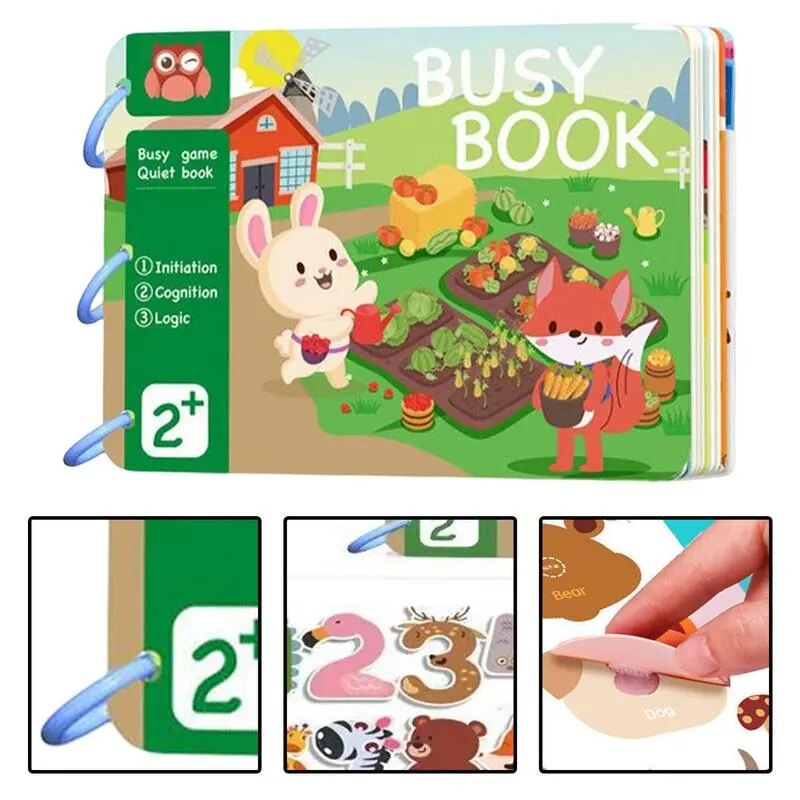 Montessori Baby Quiet Book Toy Early Education Hook & Loop Sticker Sensory book Learning MyFirst Busy Book