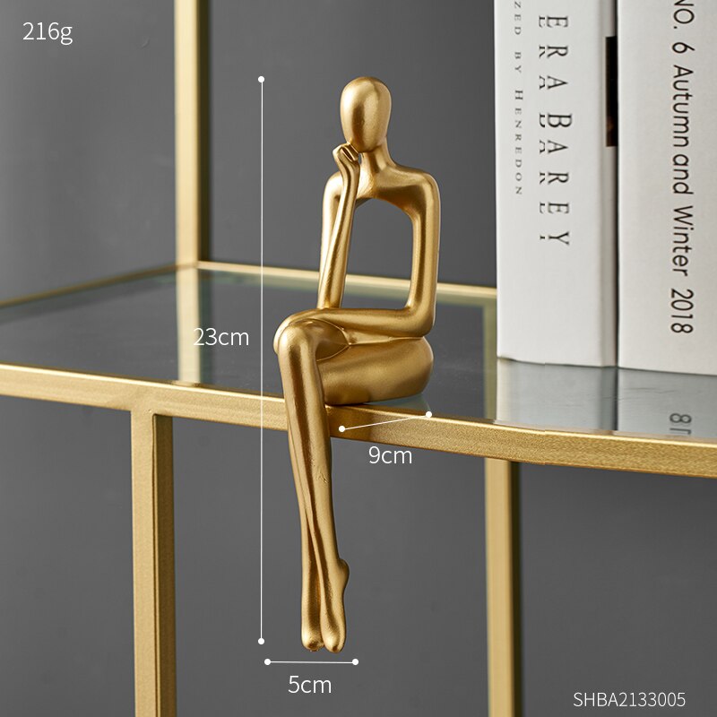 Figurines for Indoor Decoration Home Modern Decorative Sculpture Nordic Decor Resin Figures Gold Abstract Art Statue