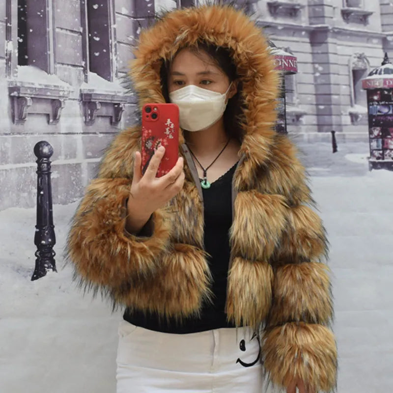 Winter Faux Fake Fur Leather Coat Jacket