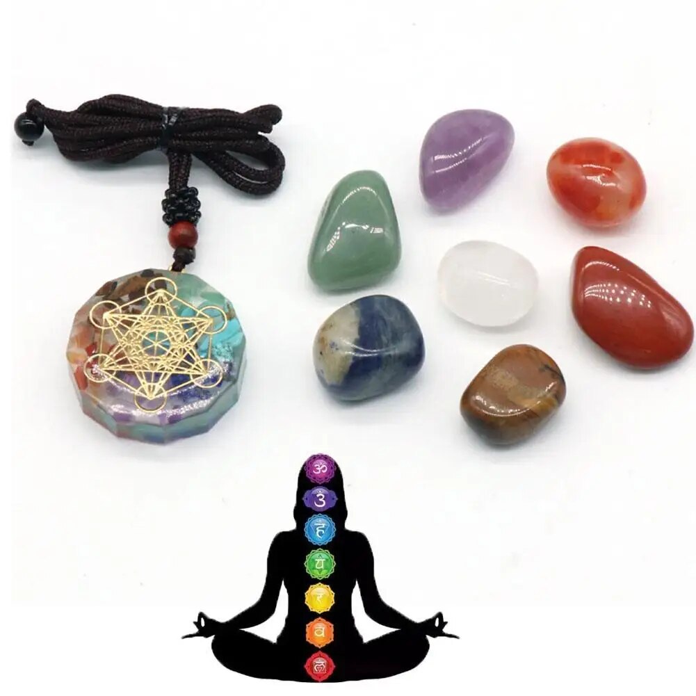 Chakra Healing Meditation Reiki Crystal Stone Necklace Pendant Kit