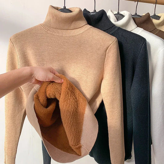 Elegant Warm Thick Turtleneck Sweater Long Sleeve Knitted Sweaters