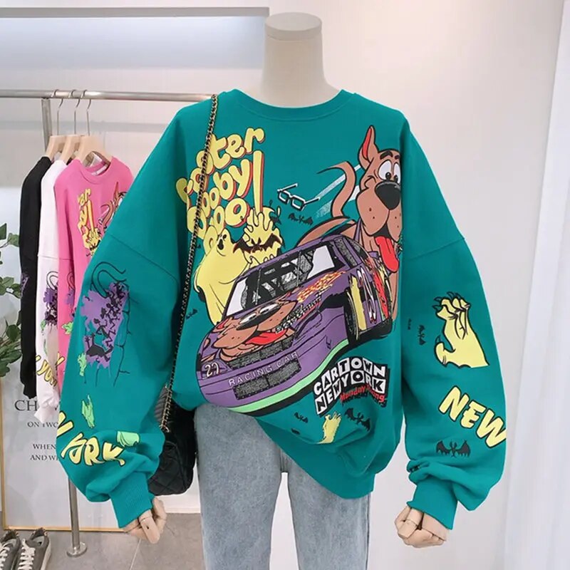 Printed Scooby Doo Cartoon Hoodie Harajuku Cotton Oversized Sweatshirt