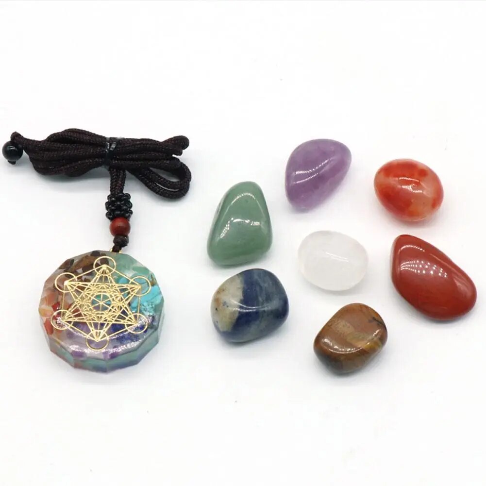 Chakra Healing Meditation Reiki Crystal Stone Necklace Pendant Kit