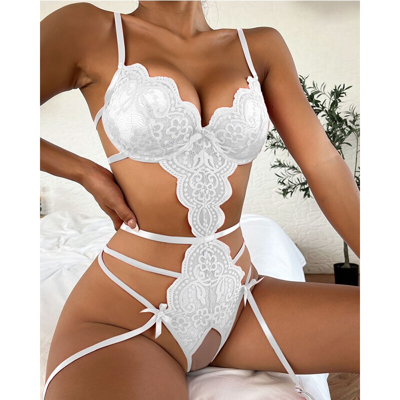 Erotic Lingerie Suspenders Lace Open Crotch Underwear Adult Lingerie Hot Erotic One-piece Bodysuit