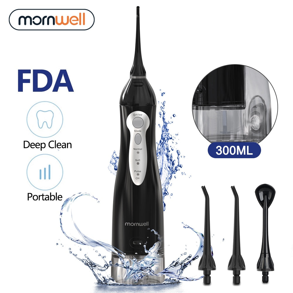 Electrical Toothbrush USB Rechargeable Water Flosser Portable Dental Water Jet 300ML Water Tank