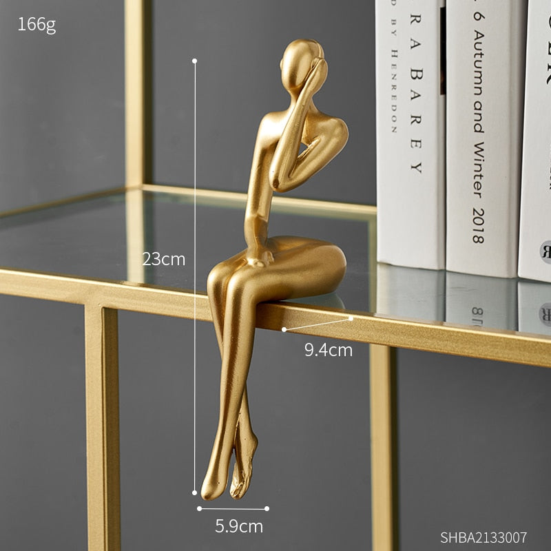 Figurines for Indoor Decoration Home Modern Decorative Sculpture Nordic Decor Resin Figures Gold Abstract Art Statue