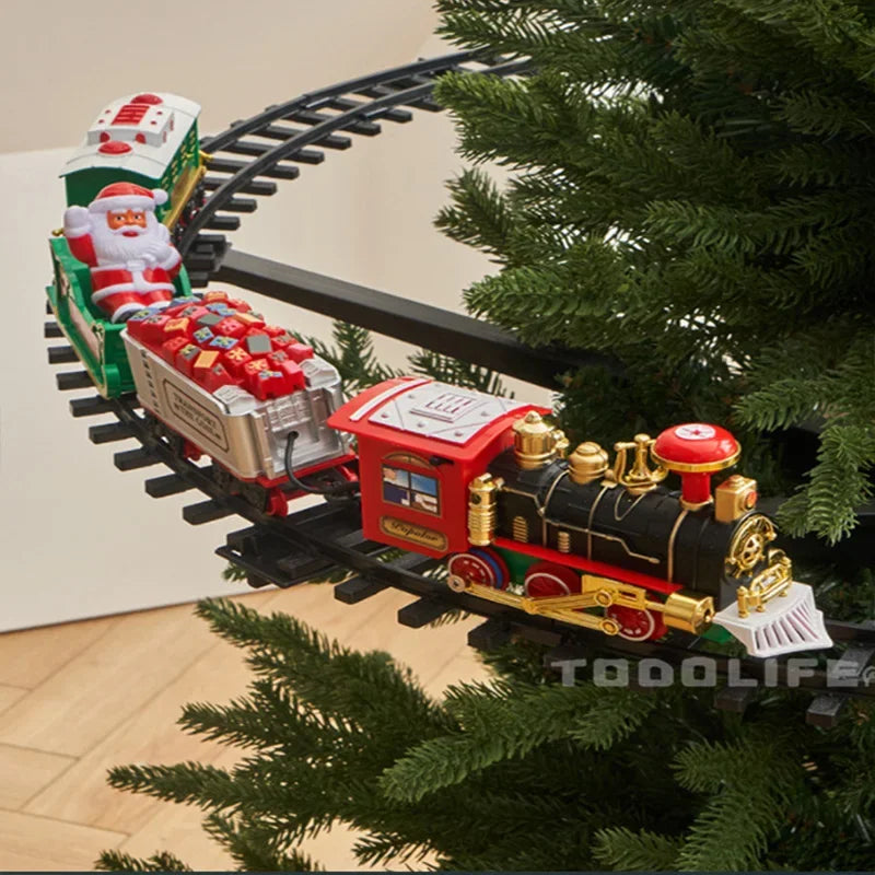 Christmas Tree Hanging Assembled Mini Train Toy Electric Railway Car Decoration Xmas Gift