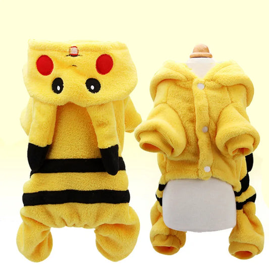 Pokemon Pikachu Pet Costume Winter Warm Soft Fleece Coat Jacket Clothes Outfit For Small Dogs Cats