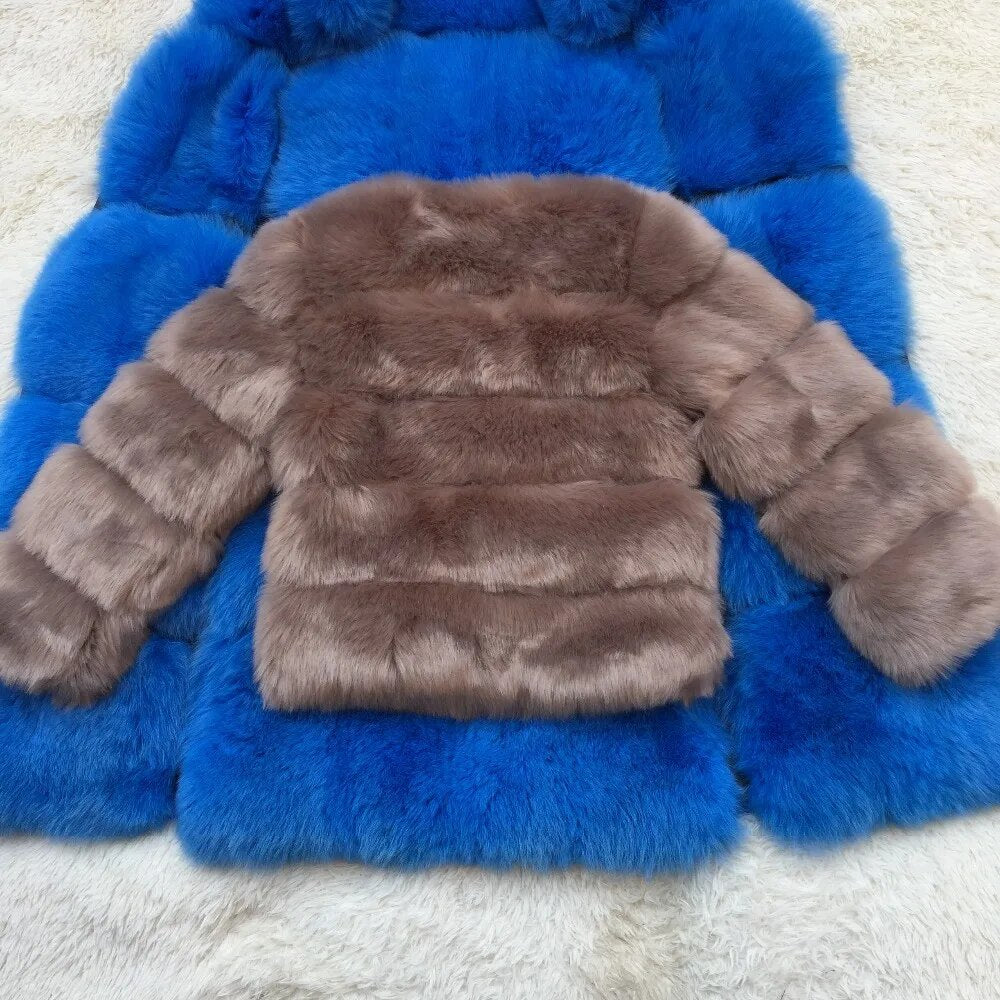 Fluffy Faux Fur Coat Winter Jacket Thick Warm Overcoat