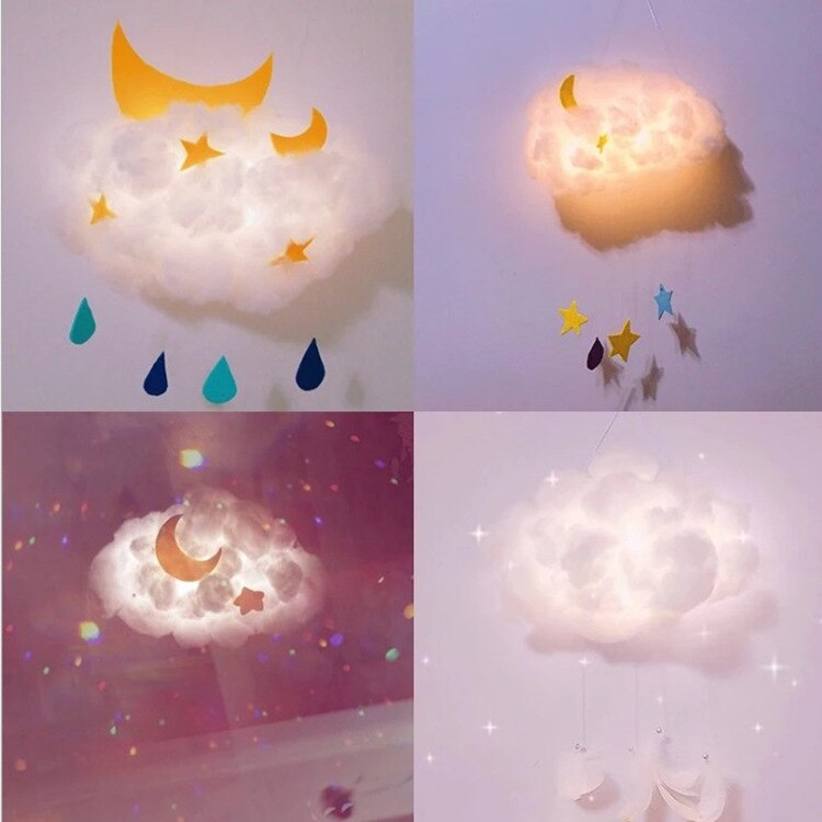 3D DIY LED Clouds Rocket Astronauts Night Light Lamp Children Kids Bedroom Decoration