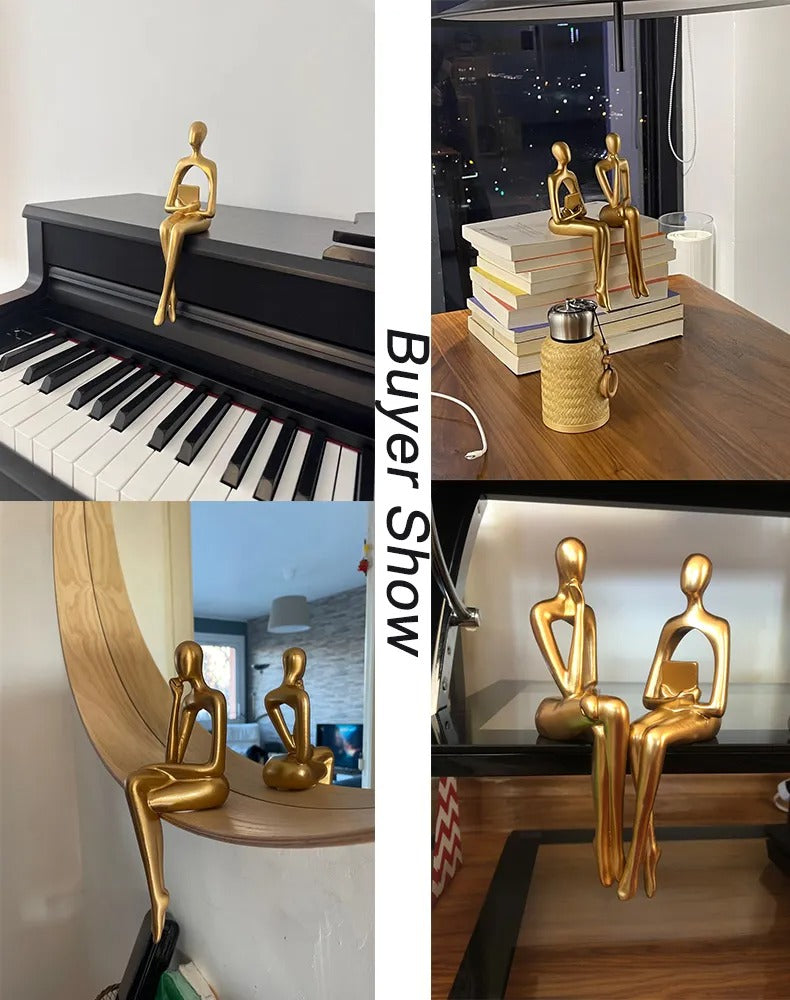 Figurines for Indoor Decoration Home Modern Decorative Sculpture Nordic Decor Resin Figures Gold Abstract Art Statue