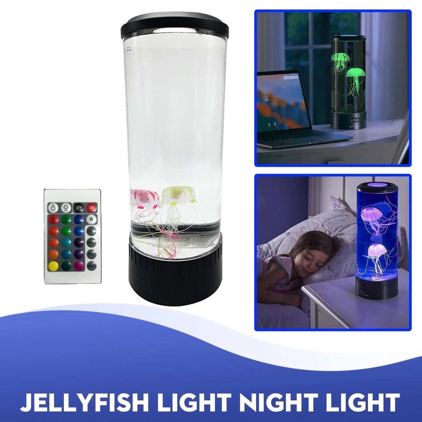 LED Floating Jellyfish Lamp Aquarium Bedside Night Light