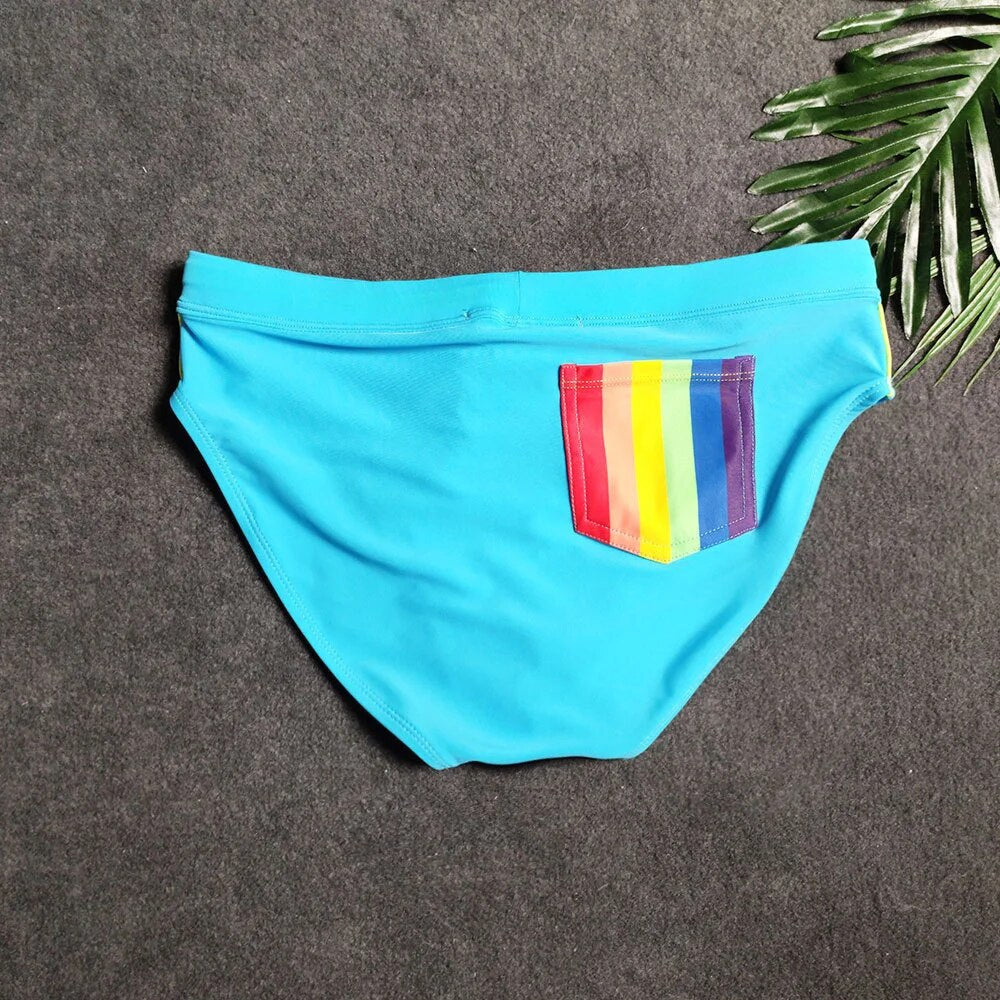 Rainbow Print Low Waist Sexy Swimwear Underwear Beachwear Shorts