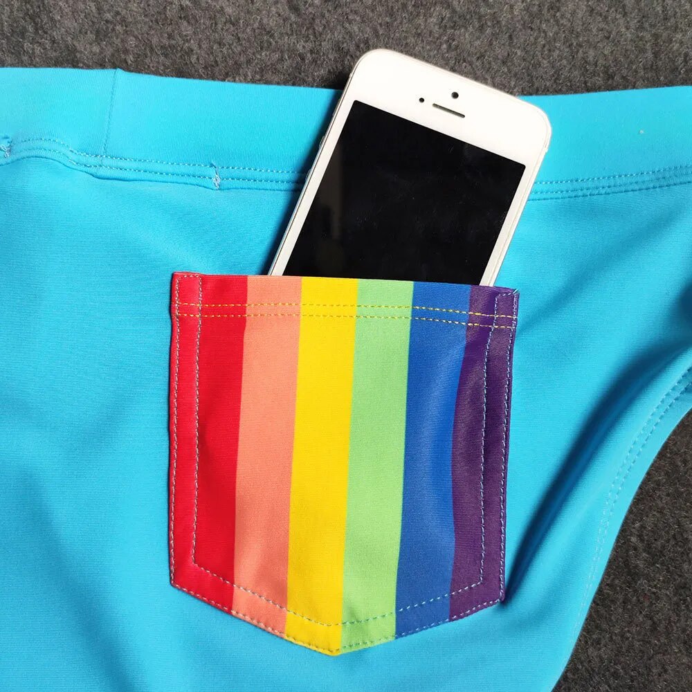 Rainbow Print Low Waist Sexy Swimwear Underwear Beachwear Shorts