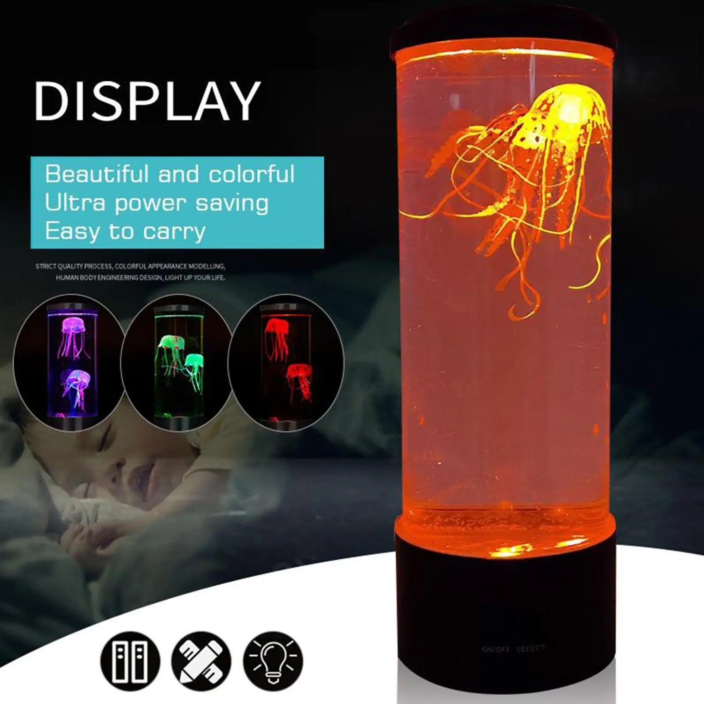 LED Floating Jellyfish Lamp Aquarium Bedside Night Light