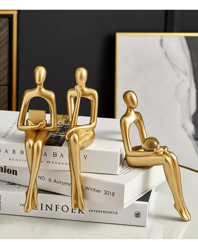 Figurines for Indoor Decoration Home Modern Decorative Sculpture Nordic Decor Resin Figures Gold Abstract Art Statue