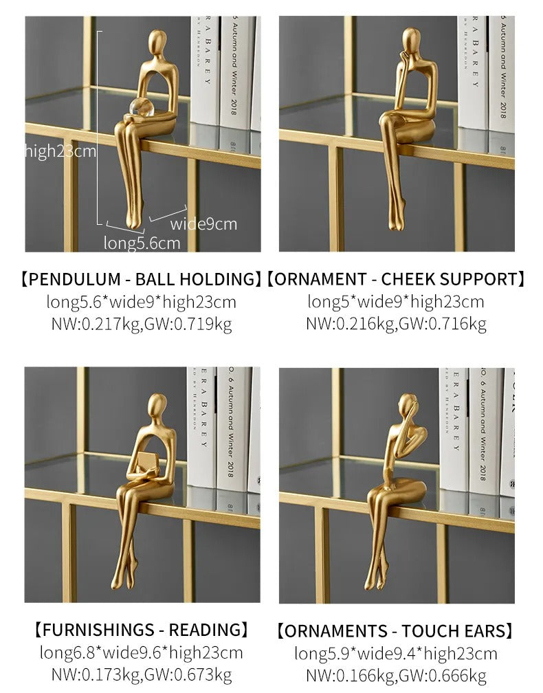 Figurines for Indoor Decoration Home Modern Decorative Sculpture Nordic Decor Resin Figures Gold Abstract Art Statue