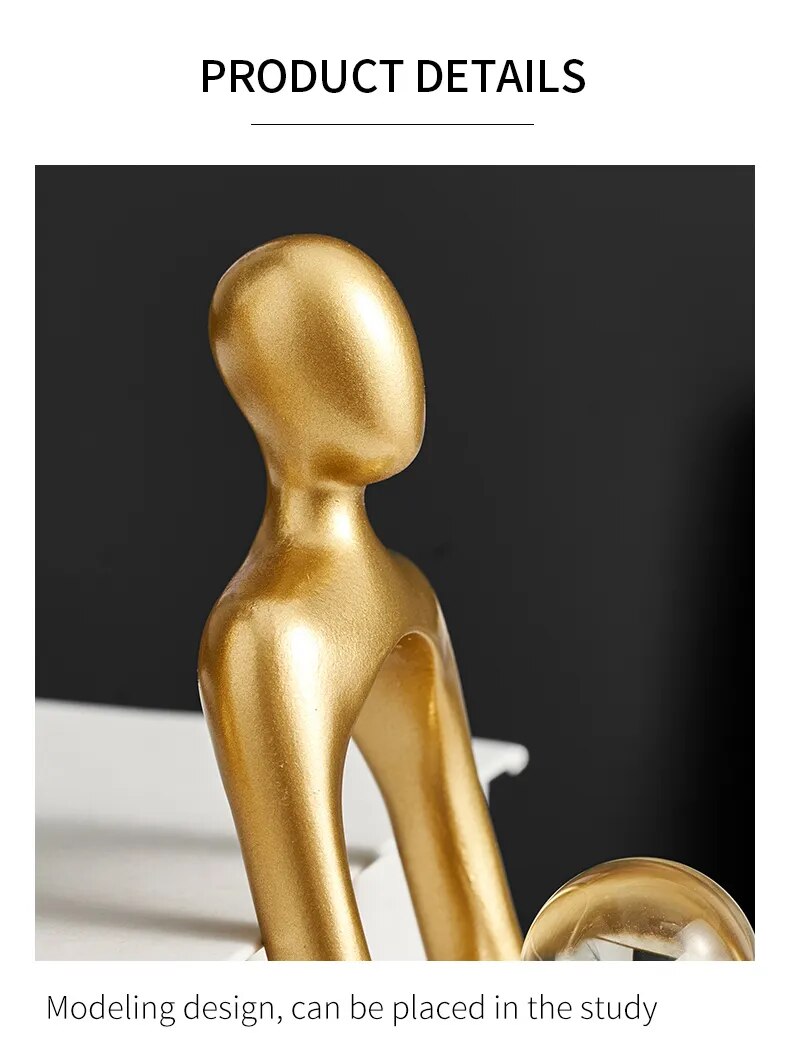 Figurines for Indoor Decoration Home Modern Decorative Sculpture Nordic Decor Resin Figures Gold Abstract Art Statue