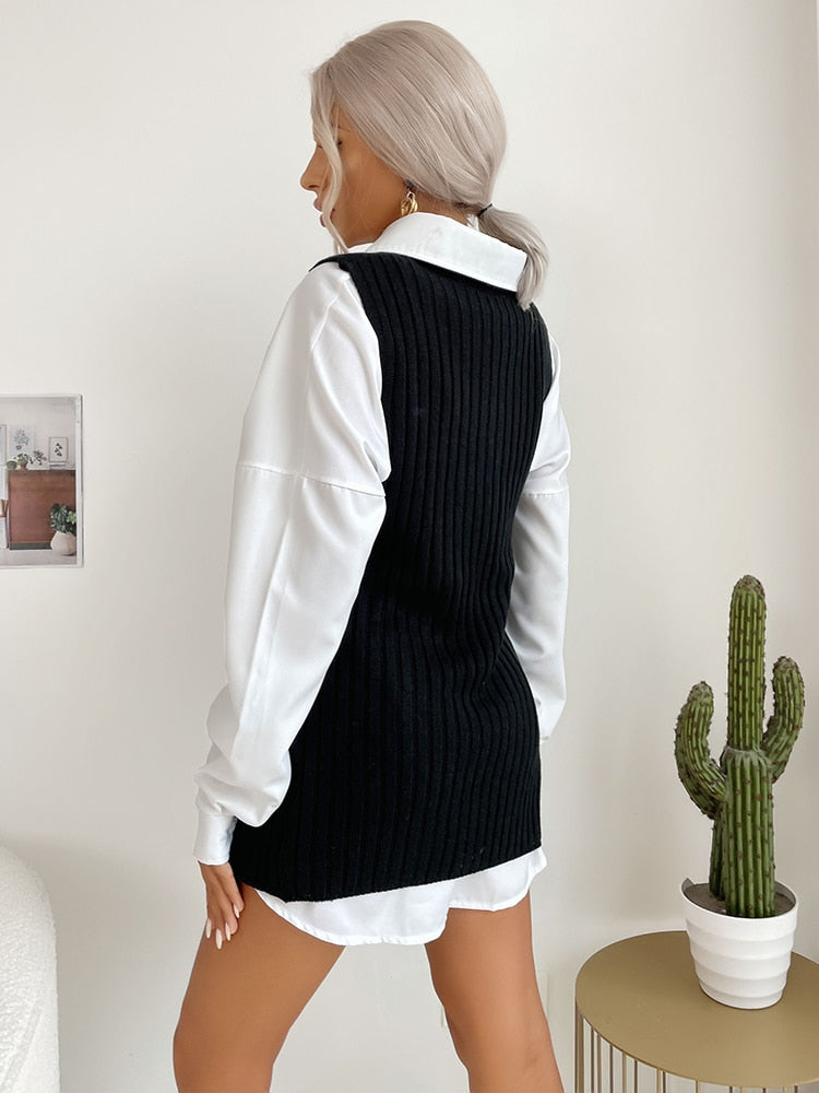 Pullover Long Knit Sweater Vest