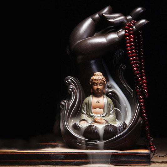 Buddha Lotus Incense Stand Stick Holder Waterfall Aroma Incense Burner Decor