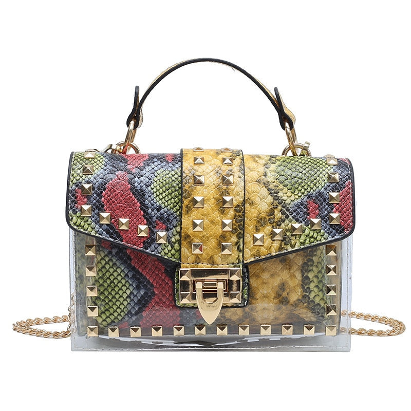 Studded Graffiti Crossbody Shoulder Bag Purse