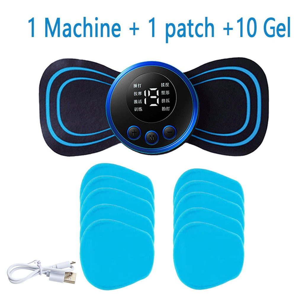 Electric Massager Cervical Neck Back Patch 8 Mode Pulse Muscle Stimulator Portable Relief Pain