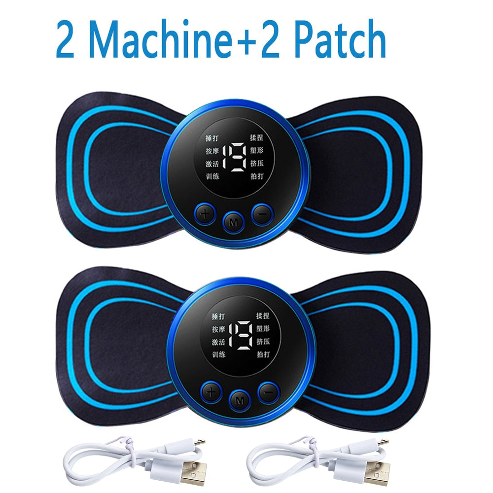 Electric Massager Cervical Neck Back Patch 8 Mode Pulse Muscle Stimulator Portable Relief Pain