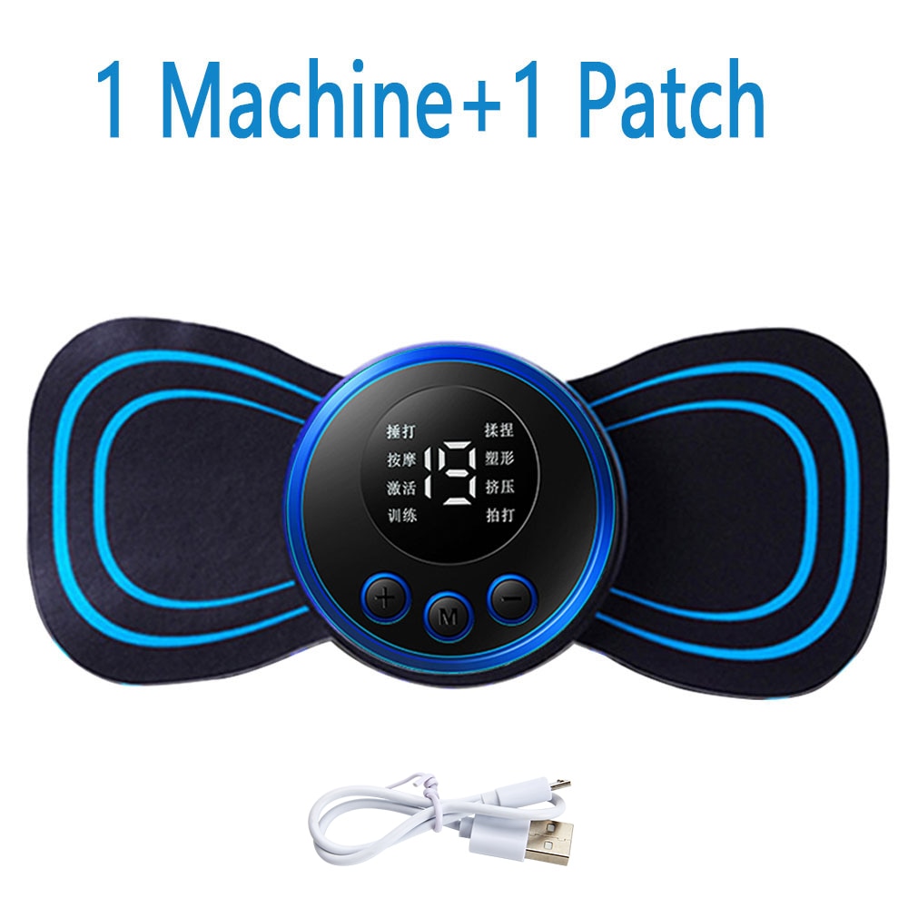 Electric Massager Cervical Neck Back Patch 8 Mode Pulse Muscle Stimulator Portable Relief Pain