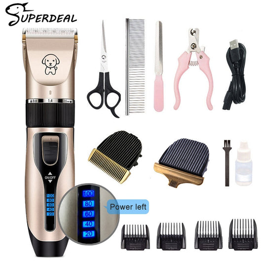 Cordless Rechargeable Animal Hair Clippers Grooming Haircut Trimmer Shaver Set