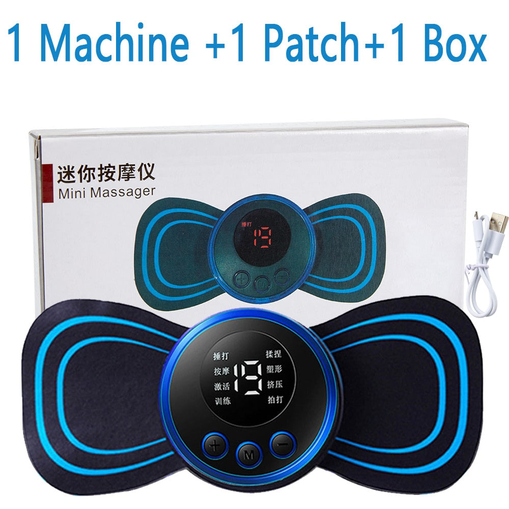 Electric Massager Cervical Neck Back Patch 8 Mode Pulse Muscle Stimulator Portable Relief Pain