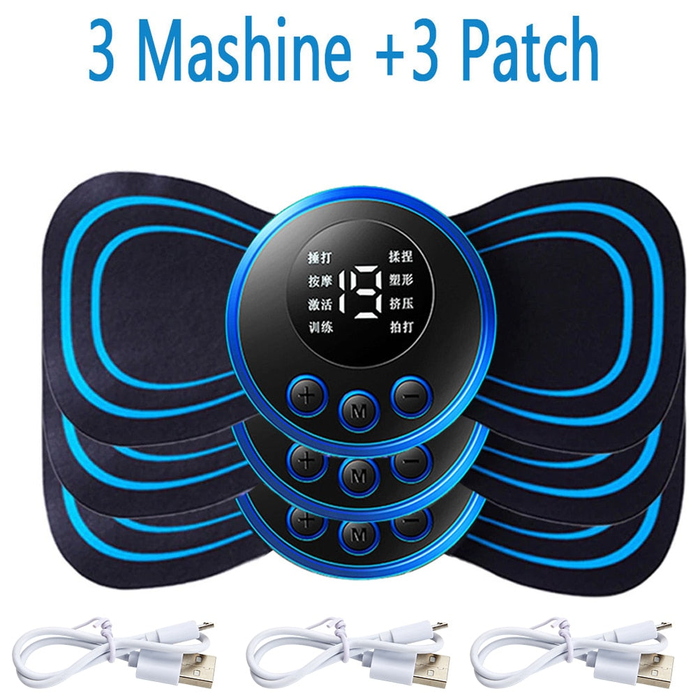 Electric Massager Cervical Neck Back Patch 8 Mode Pulse Muscle Stimulator Portable Relief Pain