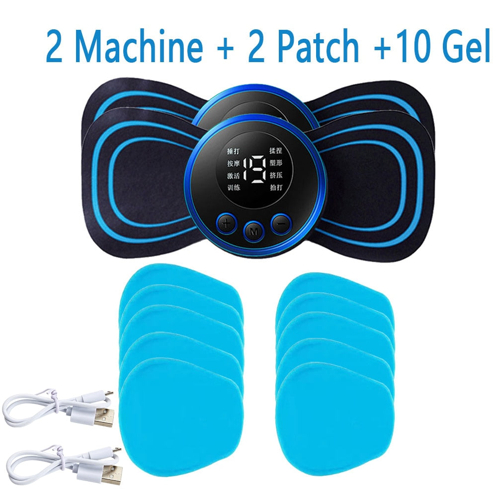 Electric Massager Cervical Neck Back Patch 8 Mode Pulse Muscle Stimulator Portable Relief Pain