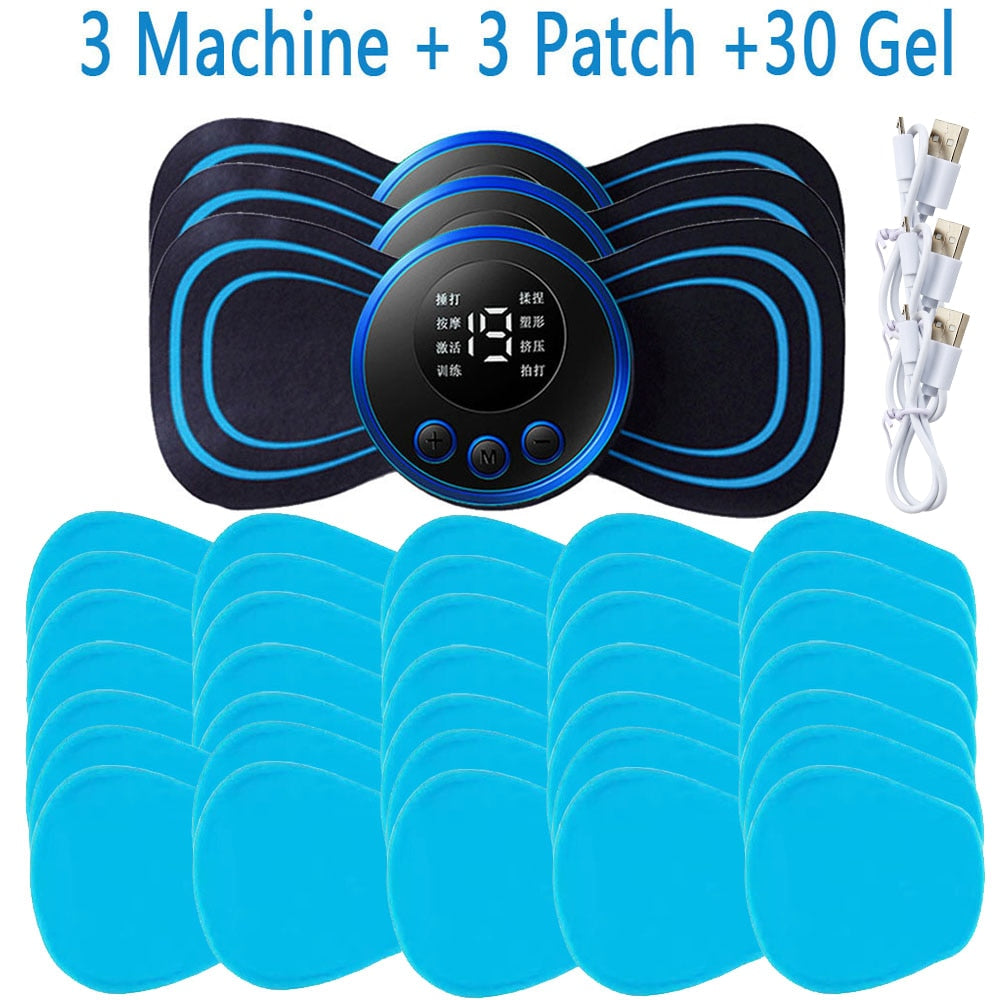 Electric Massager Cervical Neck Back Patch 8 Mode Pulse Muscle Stimulator Portable Relief Pain