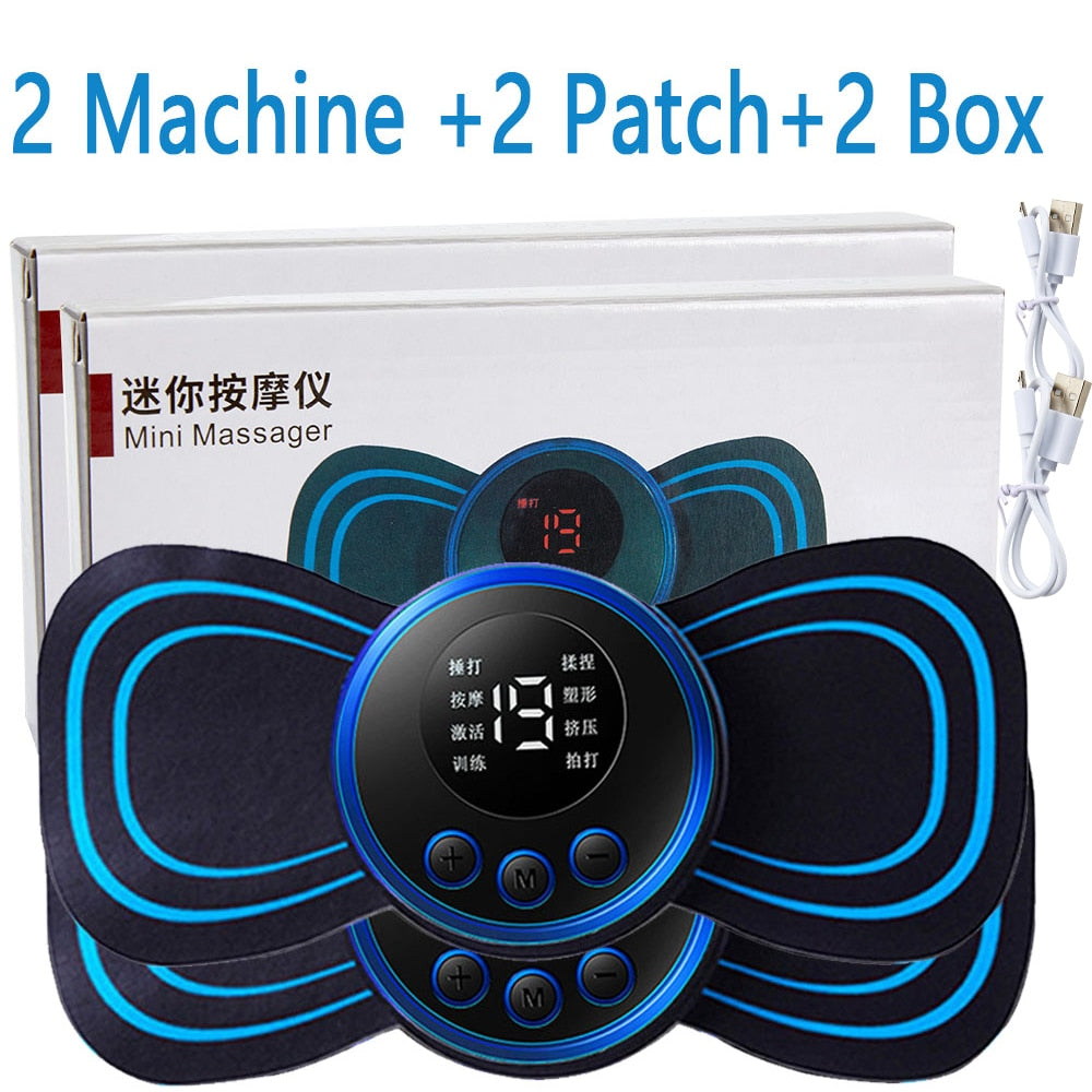 Electric Massager Cervical Neck Back Patch 8 Mode Pulse Muscle Stimulator Portable Relief Pain