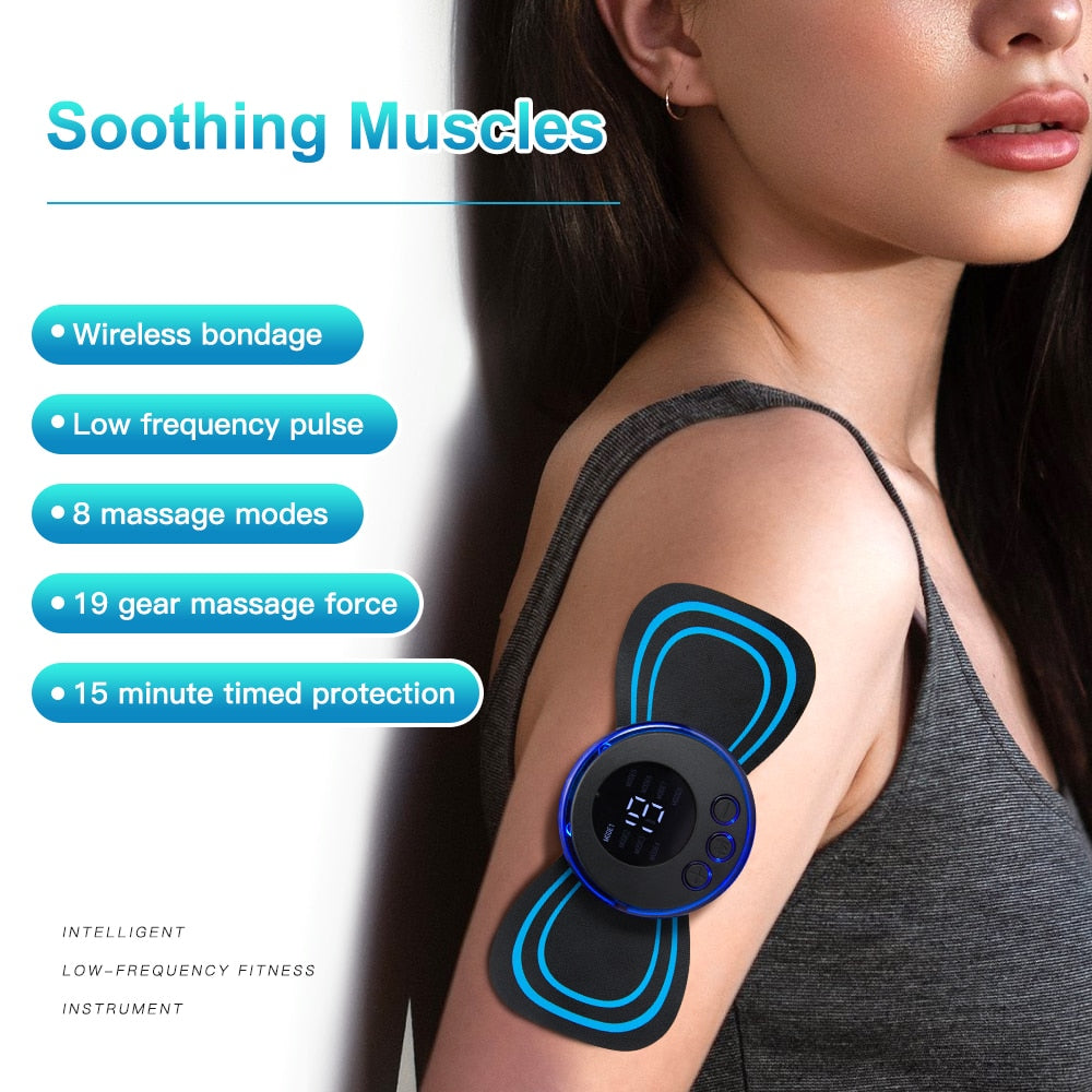 Electric Massager Cervical Neck Back Patch 8 Mode Pulse Muscle Stimulator Portable Relief Pain