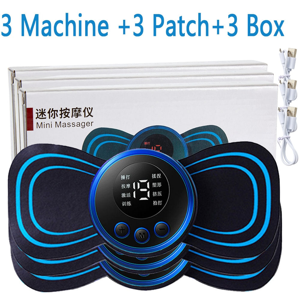 Electric Massager Cervical Neck Back Patch 8 Mode Pulse Muscle Stimulator Portable Relief Pain