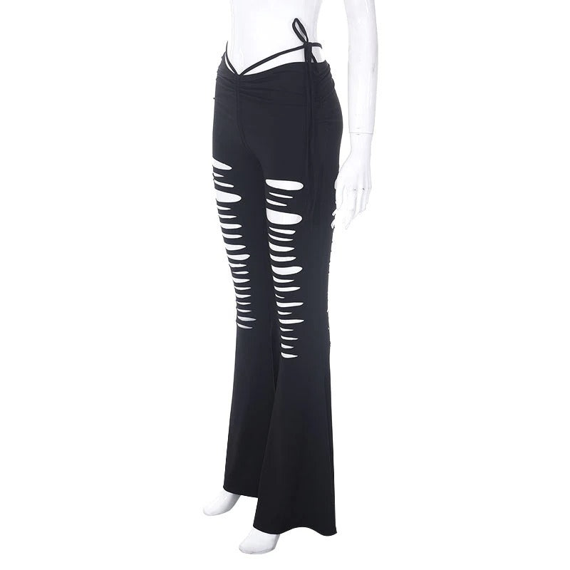 Ripped High Rise Flare Pants