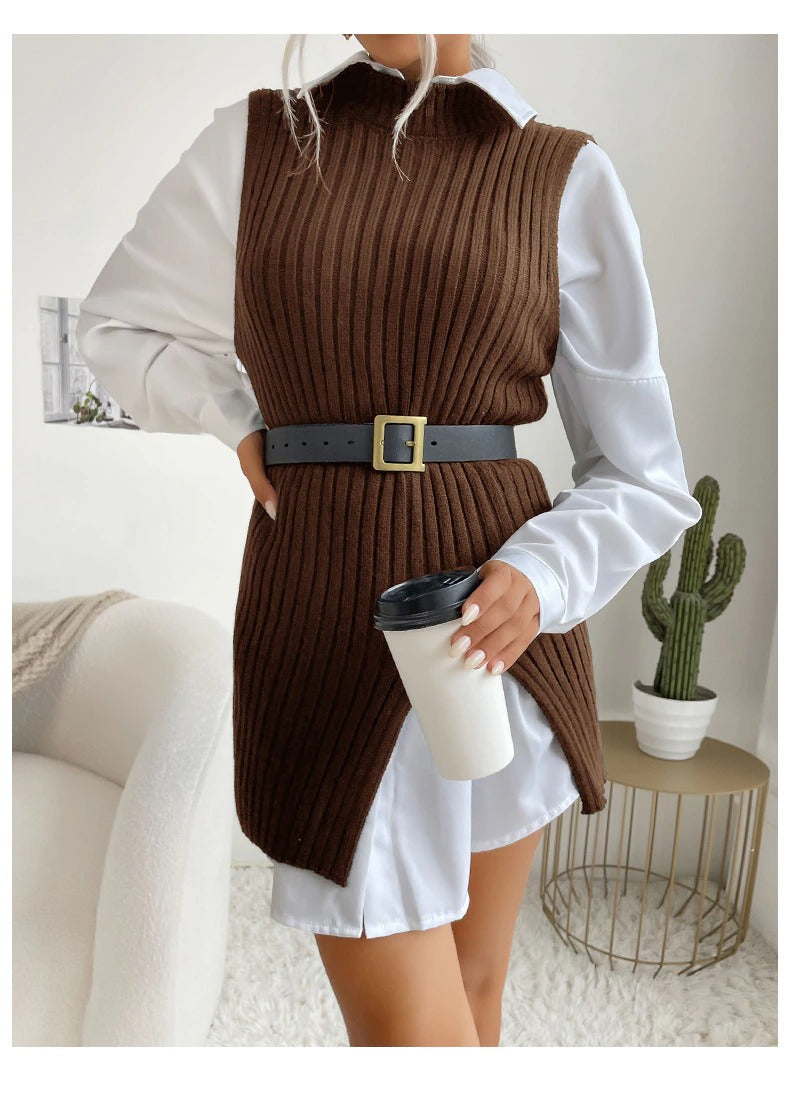 Pullover Long Knit Sweater Vest