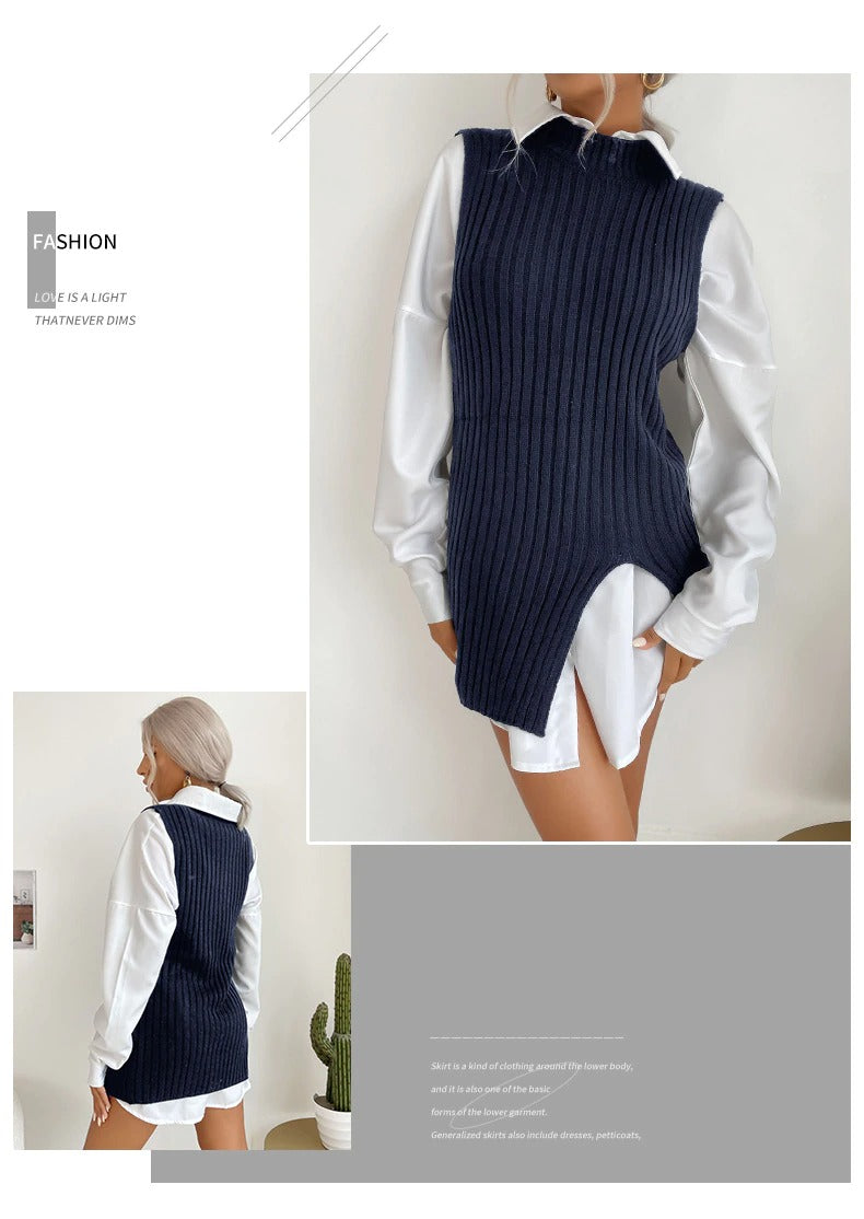 Pullover Long Knit Sweater Vest