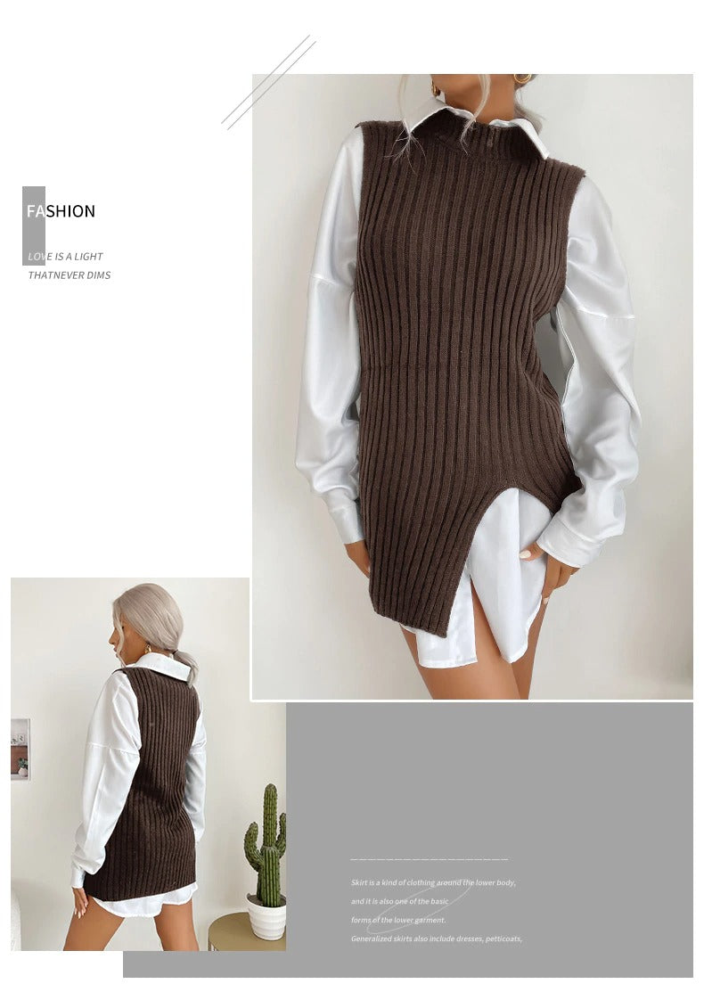 Pullover Long Knit Sweater Vest