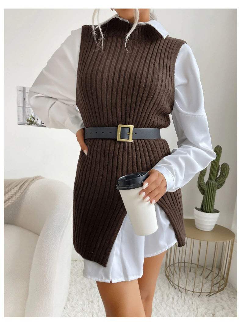 Pullover Long Knit Sweater Vest