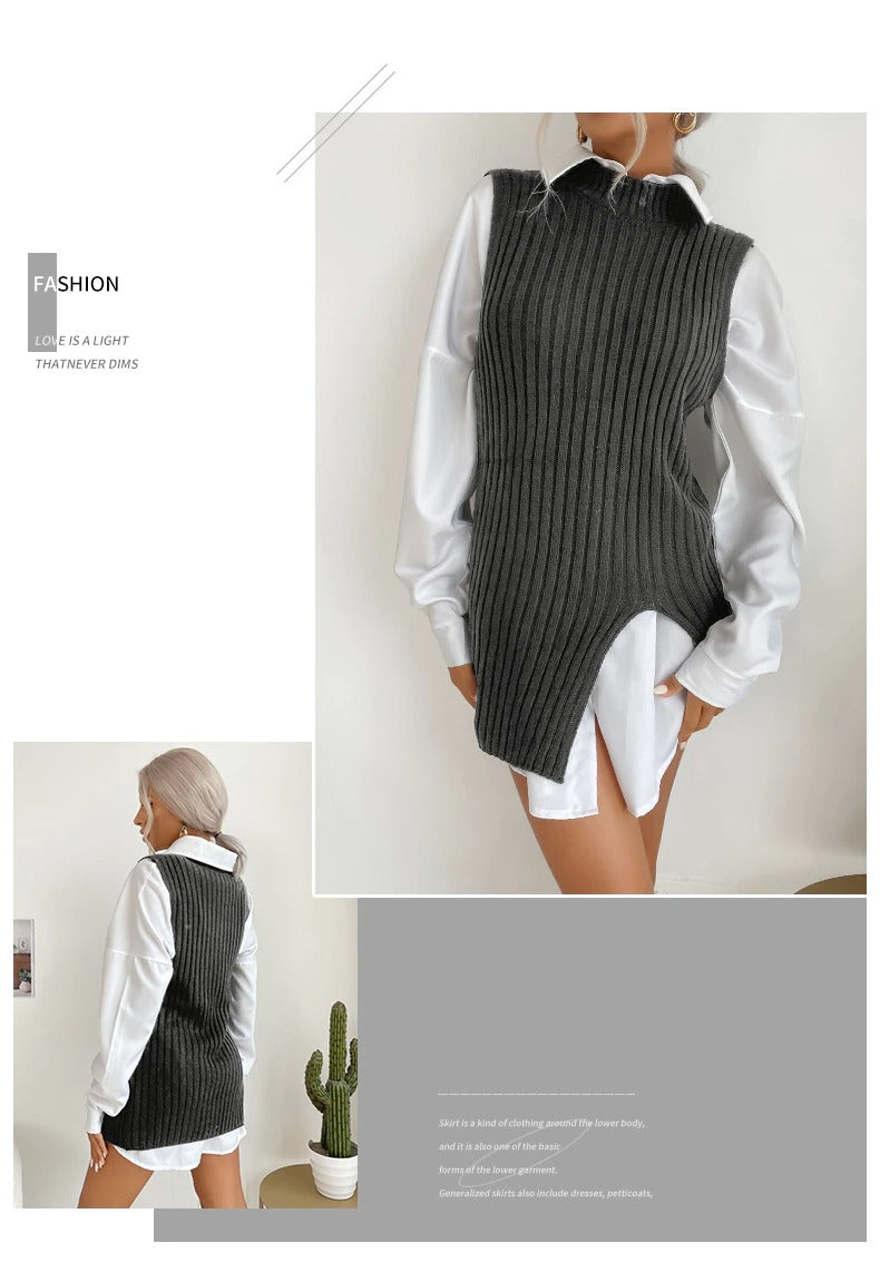 Pullover Long Knit Sweater Vest