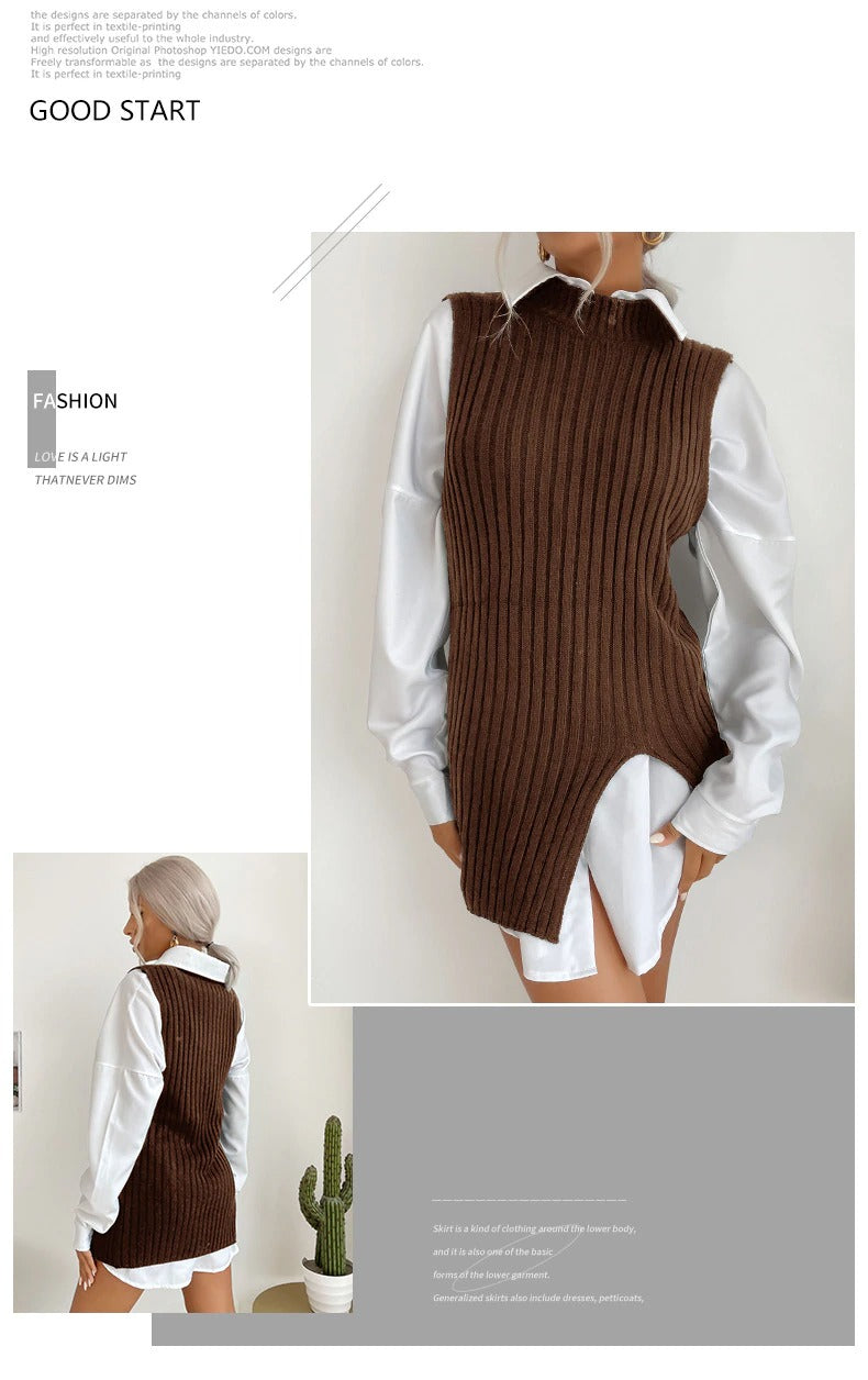 Pullover Long Knit Sweater Vest